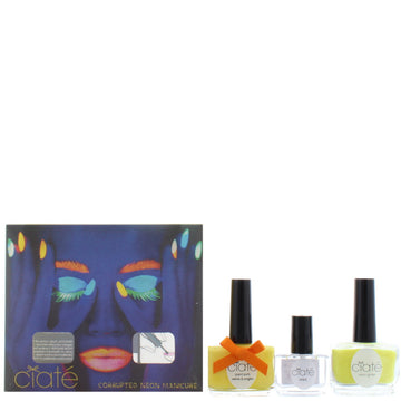 Ciaté Corrupted Neon Manicure Gift Set 13.5ml Neon Orange Nail Polish + 10g Neon Glitter + 5ml Black Light Top Coat