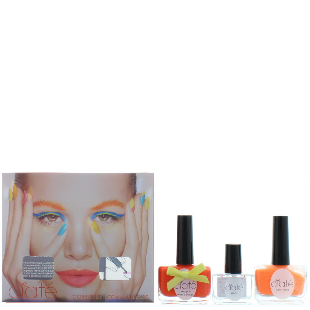 Ciaté Corrupted Neon Manicure Club Tropicana Gift Set 13.5ml Nail Polish in Cha Cha Cha + 10g Club Tropicana Neon Glitter + 5ml Black Light Top Coat