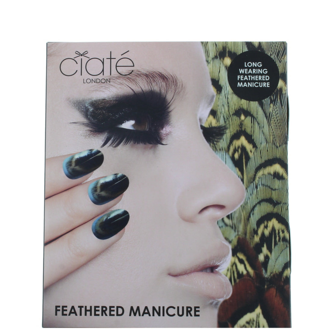 Ciate Feathered Manicure Ruffle My Feathers Gift Set 5ml Chincilla Nail Polish + 13ml Speed Coat Pro + Scissors + Nail File Block + Genuine Feathers