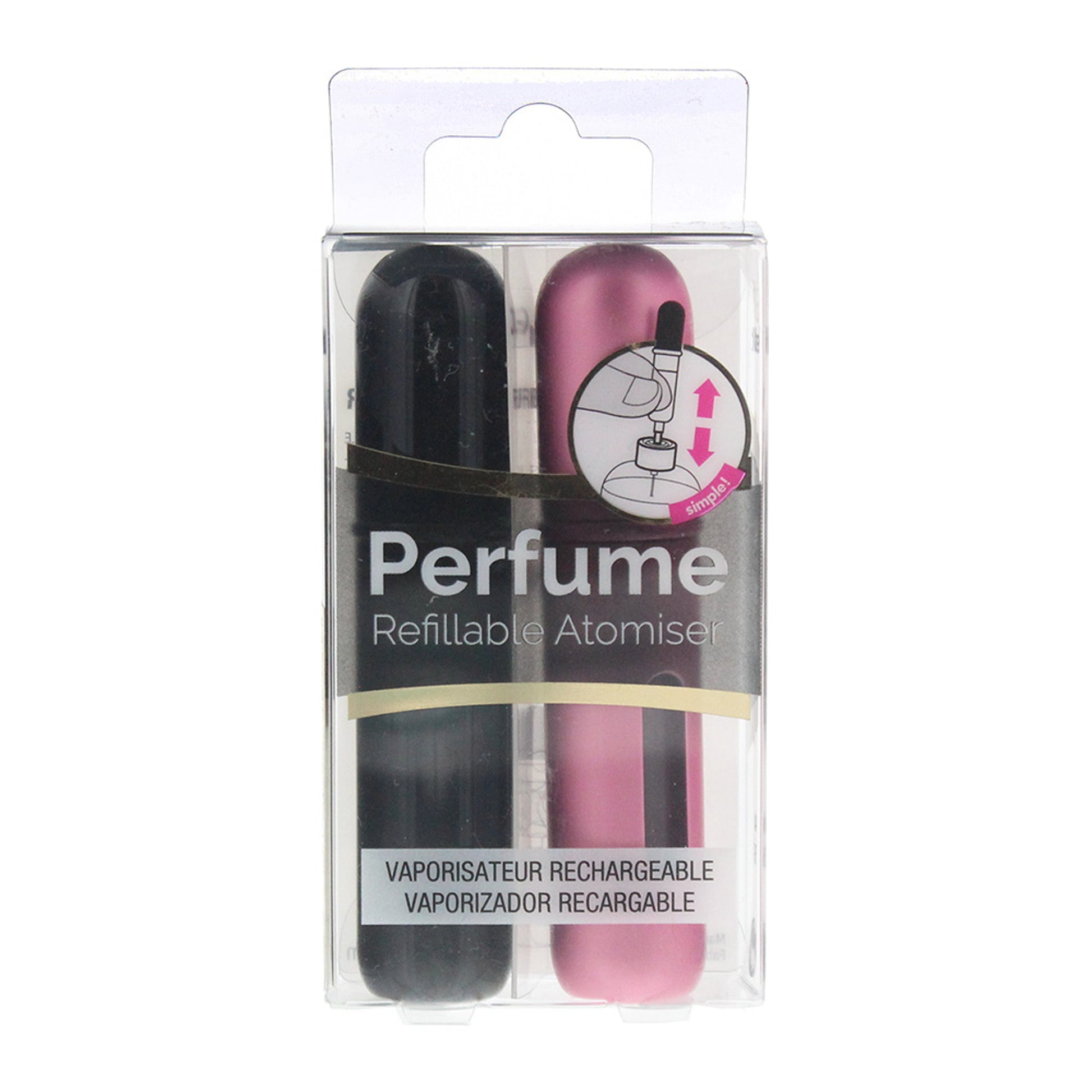 Pressit Refillable Perfume Atomiser Duo Pack - Pink & Black