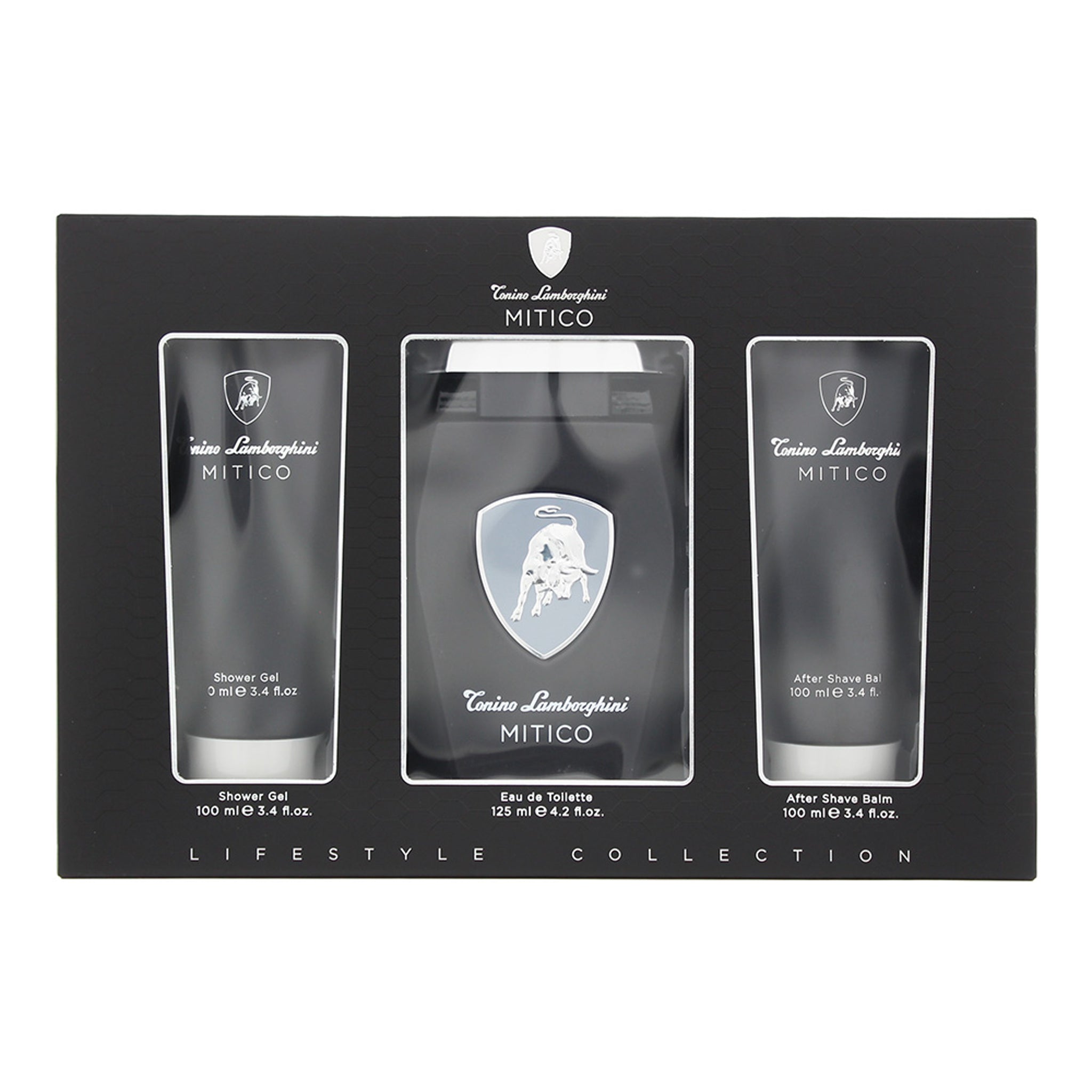 Lamborghini Mitico Gift Set 125ml EDT + 100ml Shower Gel + 100ml Aftershave Balm