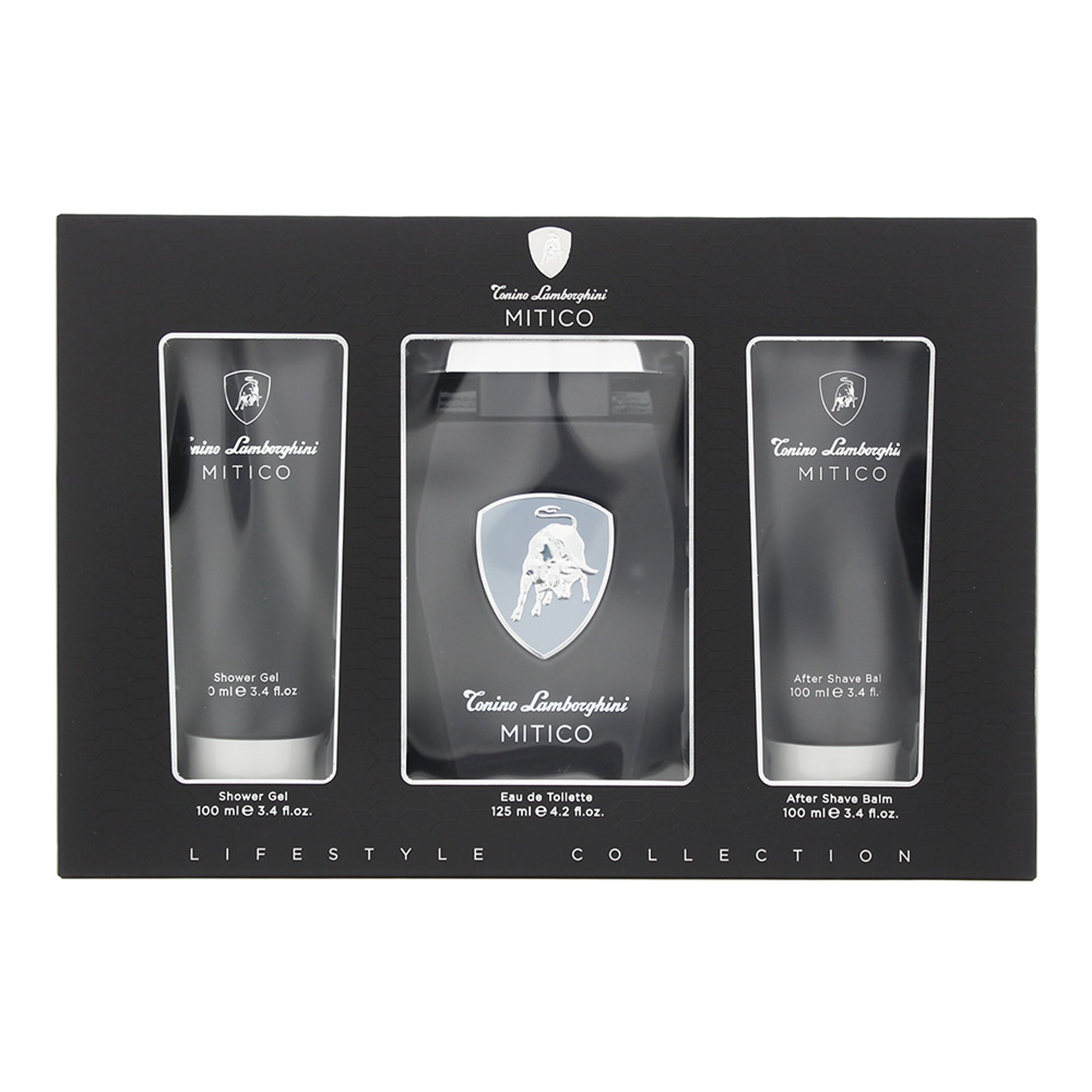 Lamborghini Mitico Gift Set 125ml EDT + 100ml Shower Gel + 100ml Aftershave Balm