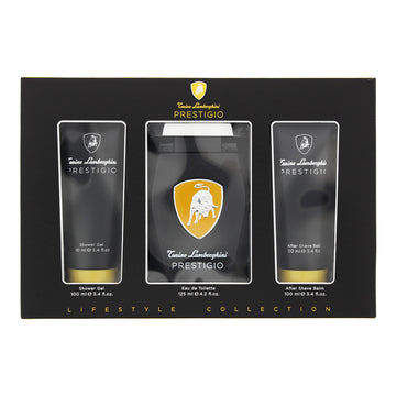 Lamborghini Prestigio Gift Set 125ml EDT Spray + 100ml Shower Gel + 100ml Aftershave Balm