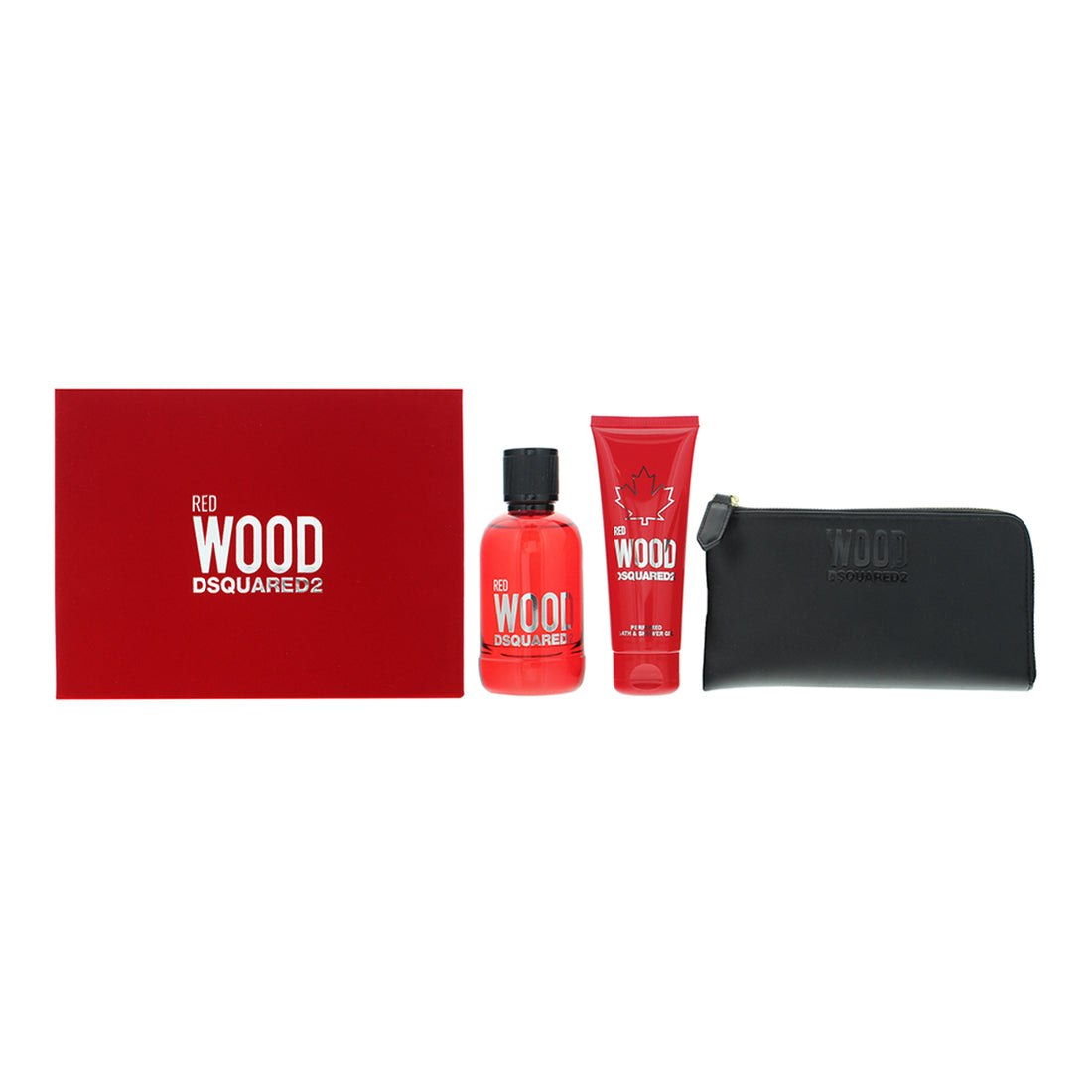 DSquared² Red Wood Gift Set 100ml EDT + 100ml Shower Gel + Purse