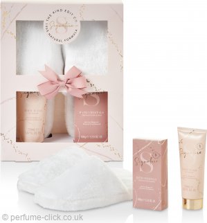 The Kind Edit Co. Signature Slippers Gift Set 150ml Body Wash + 100g Bath Crystals + 1 Pair Slippers