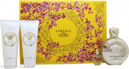 Versace Eros pour Femme Gift Set 100ml EDP + 5ml EDP + 100ml Body Lotion + 100ml Shower Gel