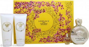 Versace Eros pour Femme Gift Set 100ml EDP + 5ml EDP + 100ml Body Lotion + 100ml Shower Gel