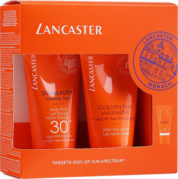 Lancaster Sun Beauty Gift Set 50ml Sun Beauty Body Milk SPF30 + 50ml After Sun Golden Maximiser + 3ml Sun Beauty Face Cream SPF30