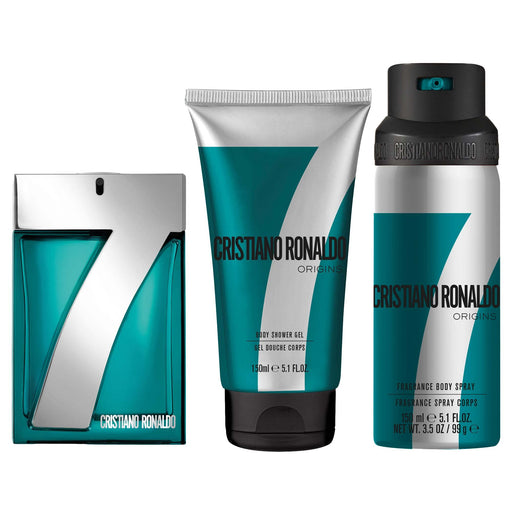 Cristiano Ronaldo CR7 Origins Gift Set 100ml EDT Spray + 150ml Shower Gel + 150ml Body Spray