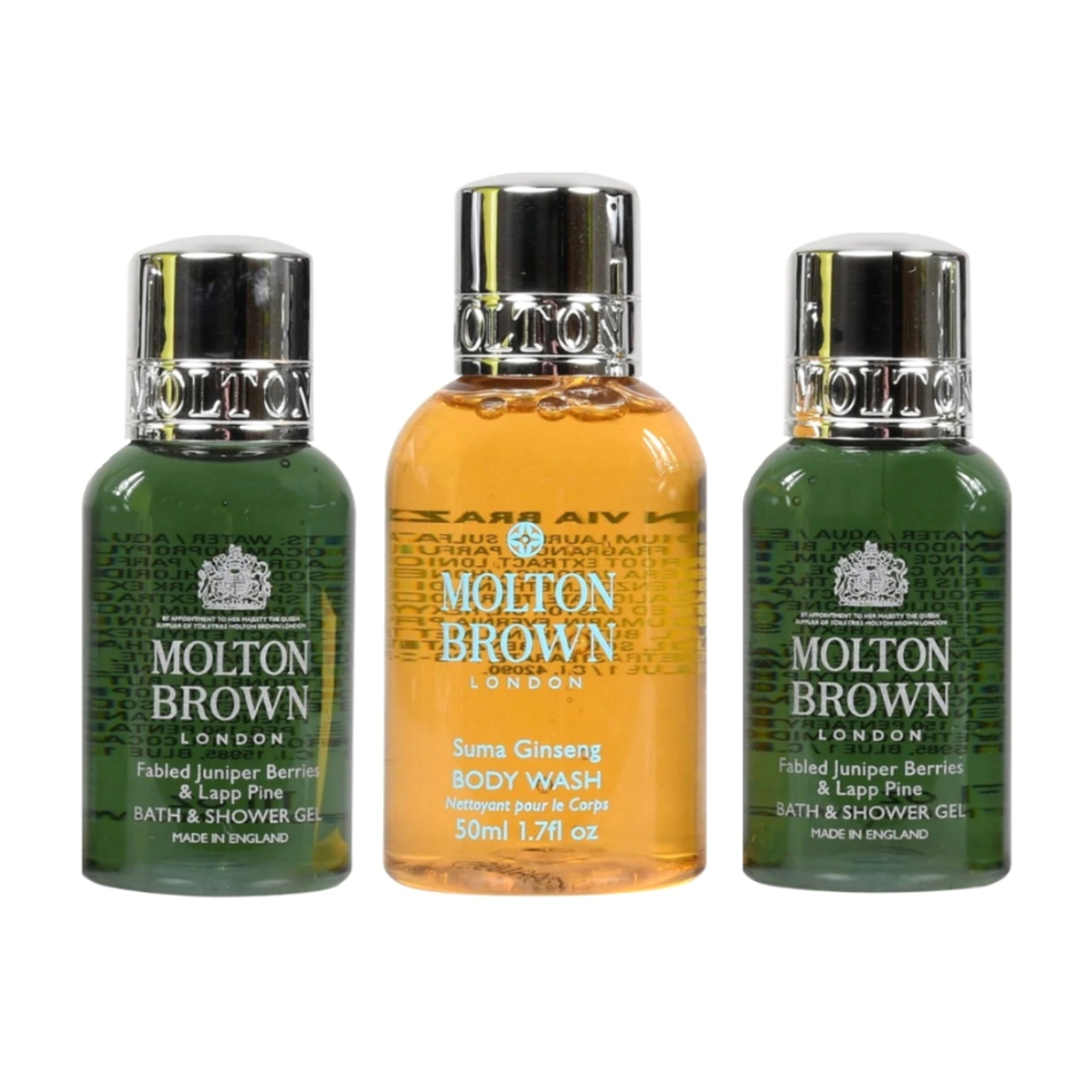 Molton Brown Gift Set 50ml Suma Ginseng Body Wash + 2 x 30ml Fabled Juniper Berries & Lapp Pine Body Wash