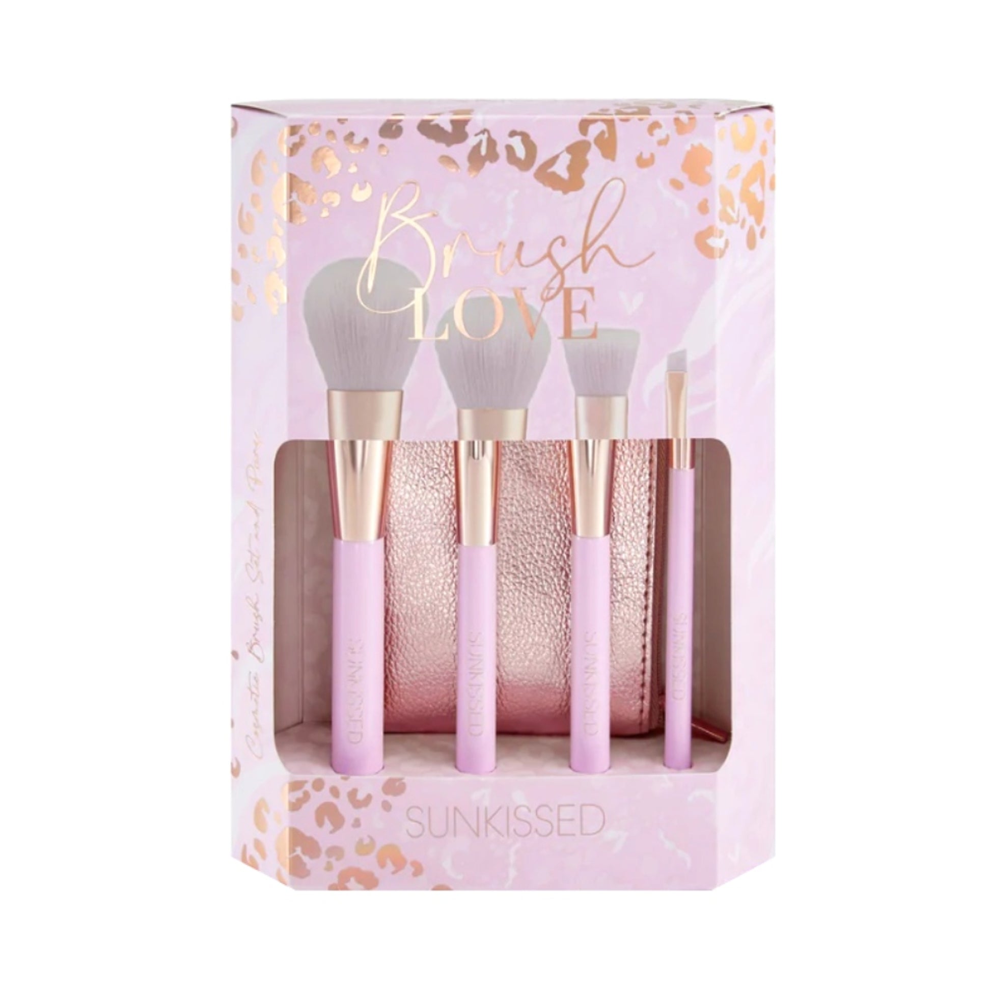 Sunkissed Brush Love Gift Set Eco Packaging 5 Pieces (This set contains:

Blusher Brush
Powder Brush
Blending Brush
Eyeshadow Brush
Cosmetic Bag)