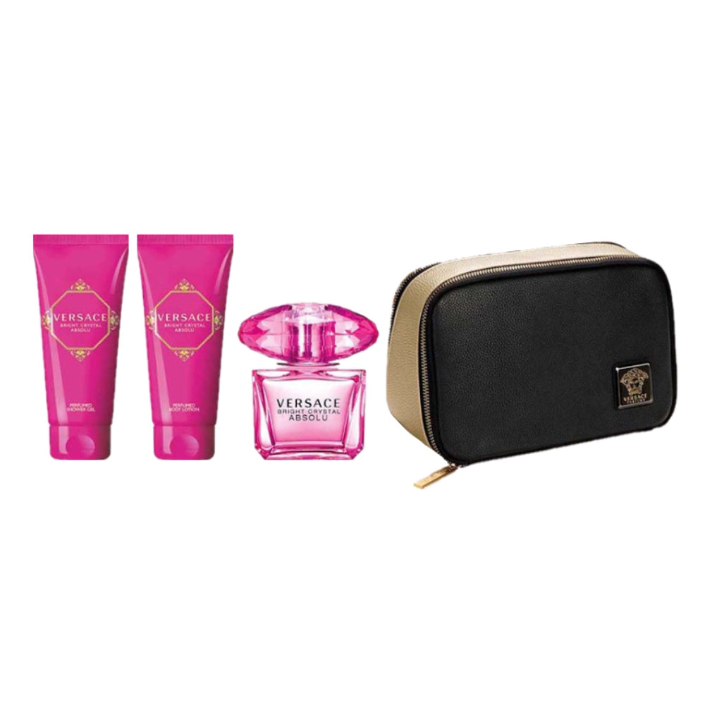 Versace Bright Crystal Absolu Gift Set 90ml EDP + 100ml Body Lotion + 100ml Shower Gel + Pouch