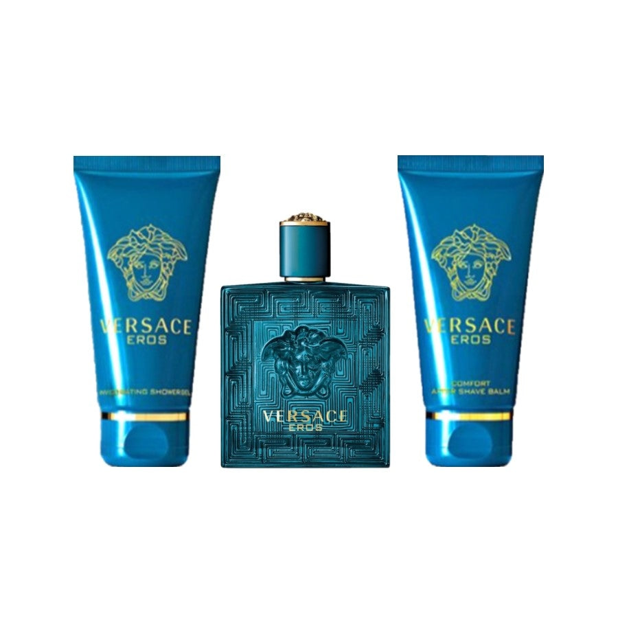 Versace Eros Gift Set 50ml EDT + 50ml Aftershave Balm + 50ml Shower Gel