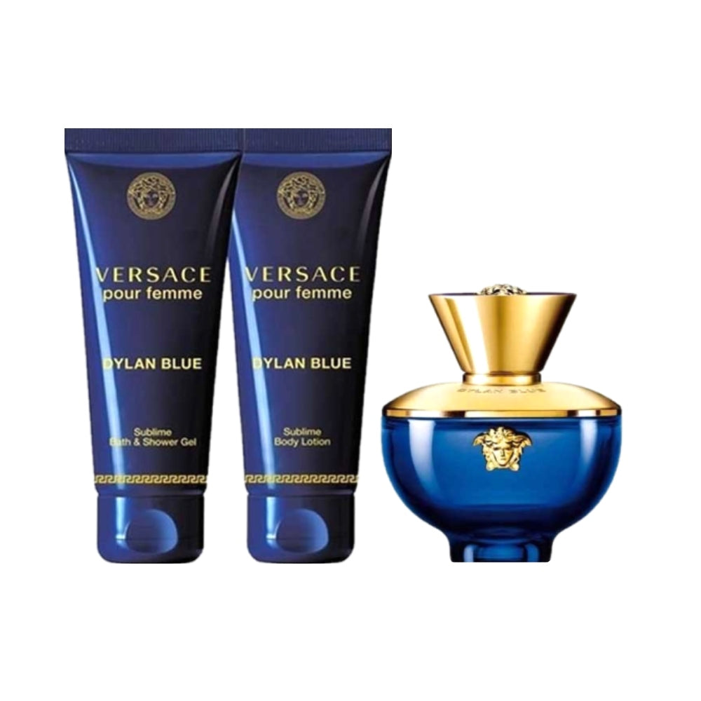 Versace Pour Femme Dylan Blue Gift Set 50ml EDP + 50ml Body Lotion + 50ml Shower Gel